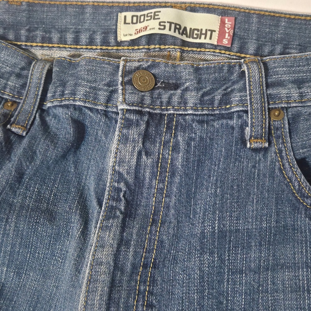 Levi's 569 Loose Straight Jeans Mens 38x32 Blue Denim Medium Wash 5-Pocket - Picture 4 of 12